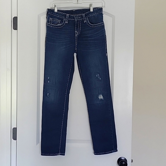 $129 TRUE RELIGION GENO SUPER T SLIM STRETCH JEANS NIGHT OWL SIZE 28 - Picture 1 of 16